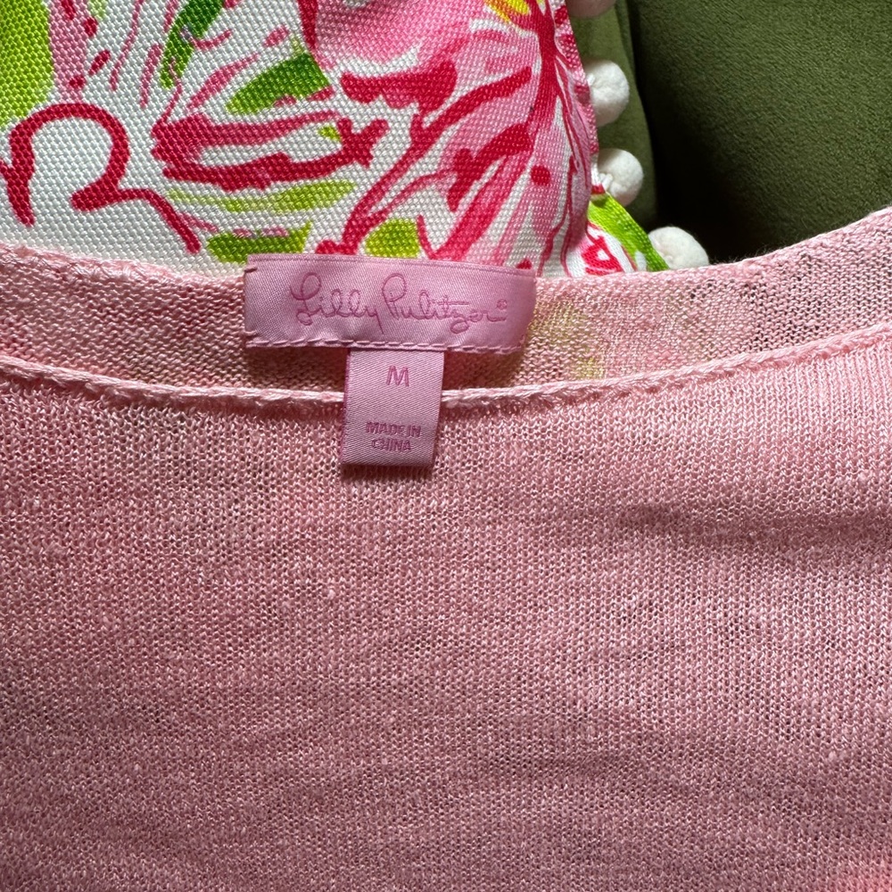 🦩🌴Lilly Pulitzer Linen pull over, light weight coral pinkish color🌴🦩EUC - Picture 3 of 4